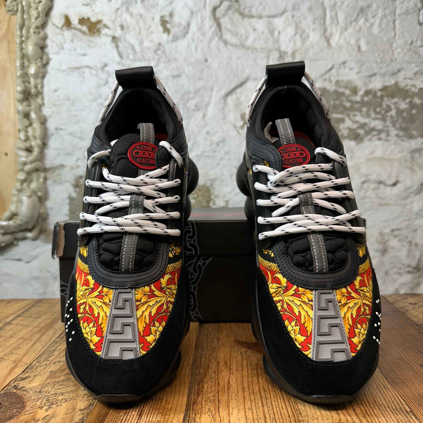 Versace Chain Reaction Barocco Print Black Sneaker Sz 10 (43)