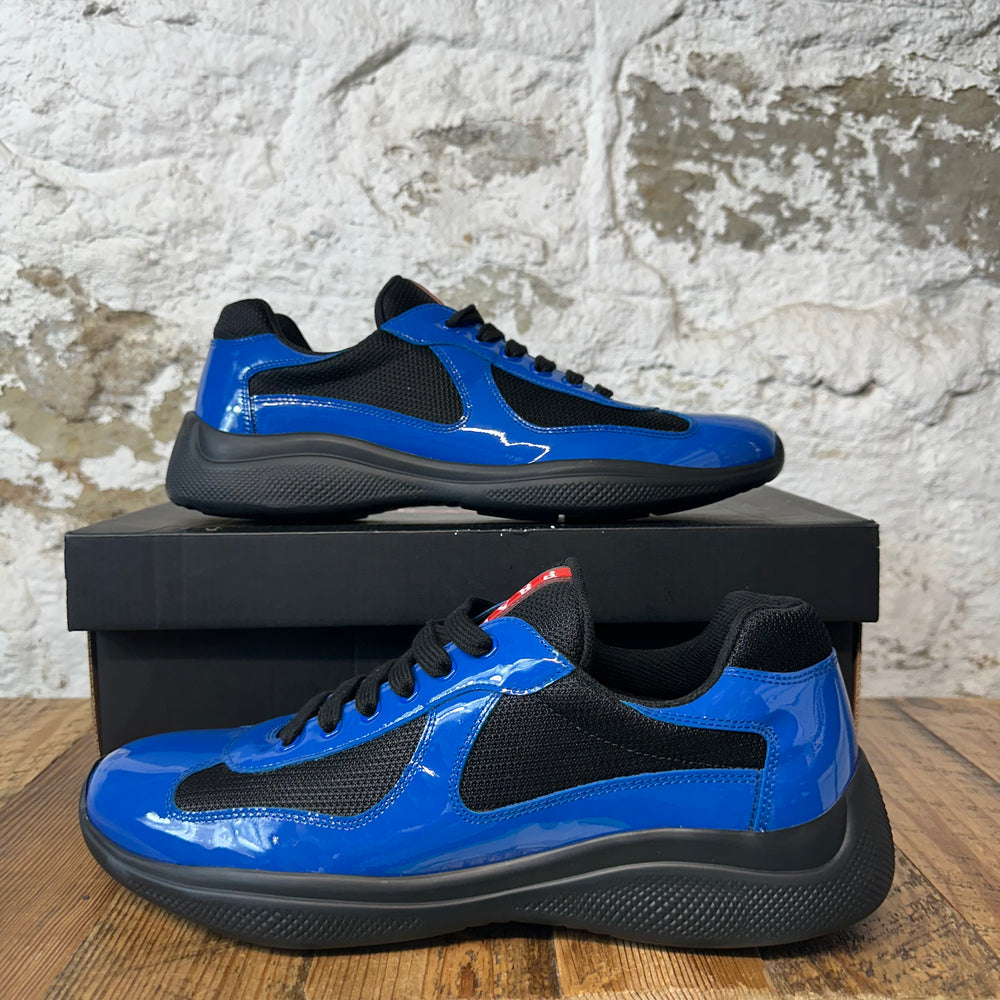 Prada Americas Cup Dark Blue Patent Black Sneaker Sz 11
