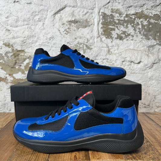Prada Americas Cup Dark Blue Patent Black Sneaker Sz 11