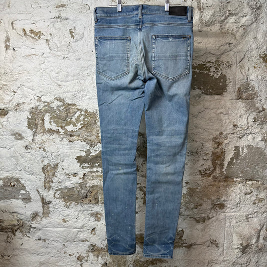 Amiri MX1 Light Blue Paisley Blue Denim Jeans Sz 34
