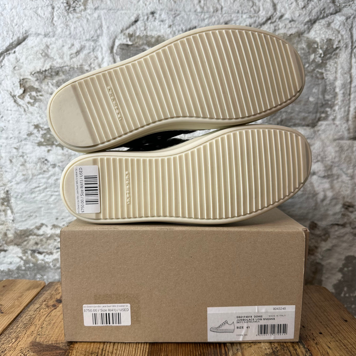Rick Owens Jumbo Lace Dust Milk Sneaker Sz 8 (41)