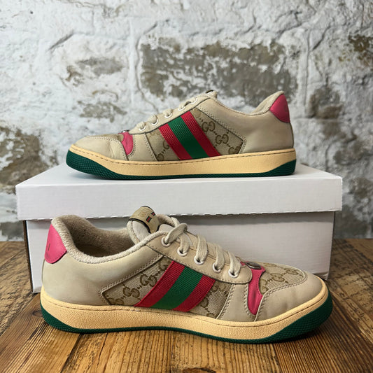 Gucci Screener Beige Dark Brown Sneaker Sz 6.5 (39)