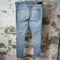Amiri MX1 Grey Suede Light Blue Denim Jeans Sz 38