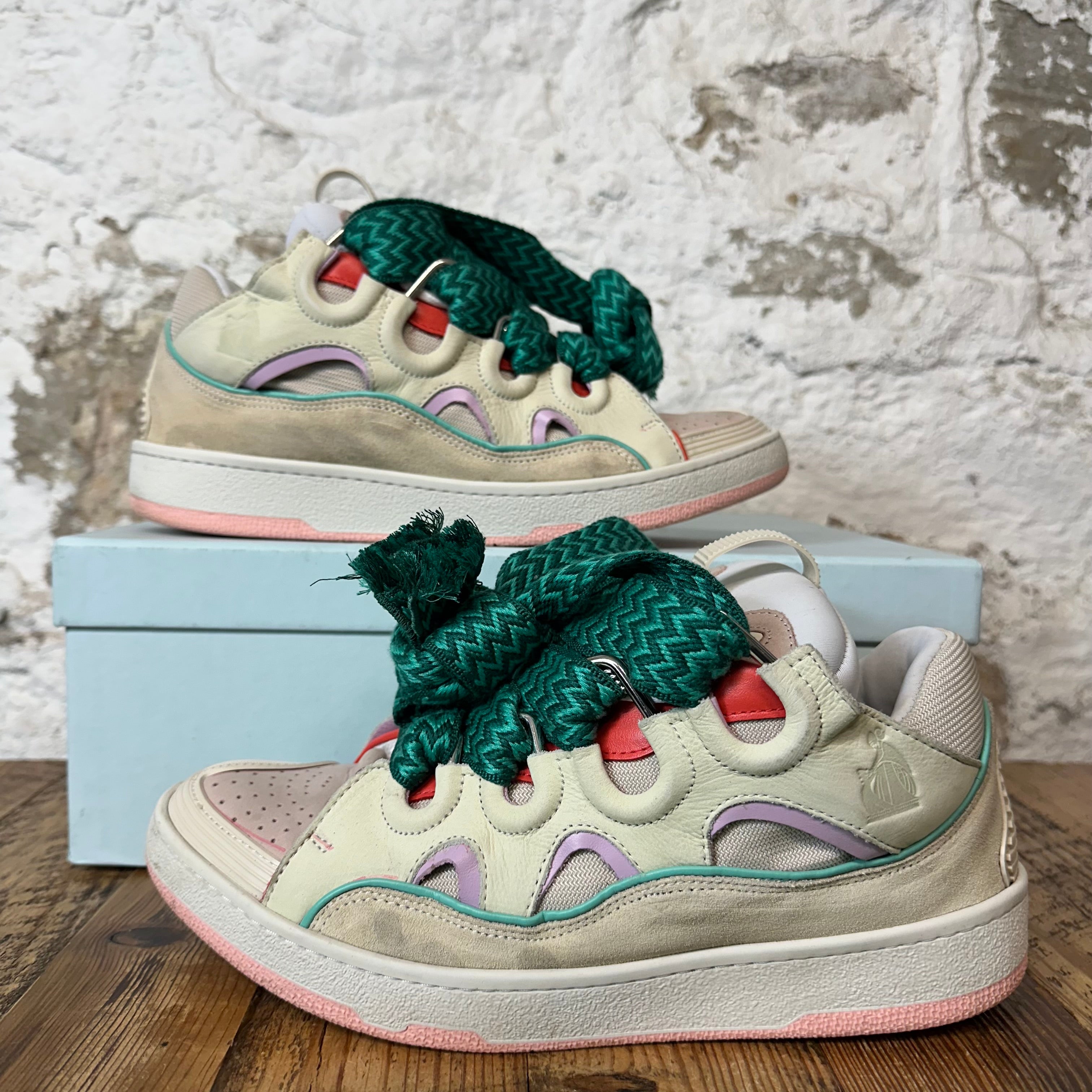 Lanvin Curb Green Lace Pastel Sneaker Sz 9 (42)
