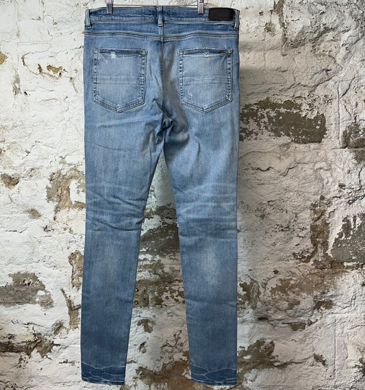 Amiri MX1 Indigo Paisley Blue Denim Jeans Sz 36
