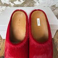 Marni Fussbett Sabot Red Fur Slipper Sz 9 (42)