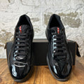 Prada Americas Cup Triple Black Patent Sneaker Sz 11