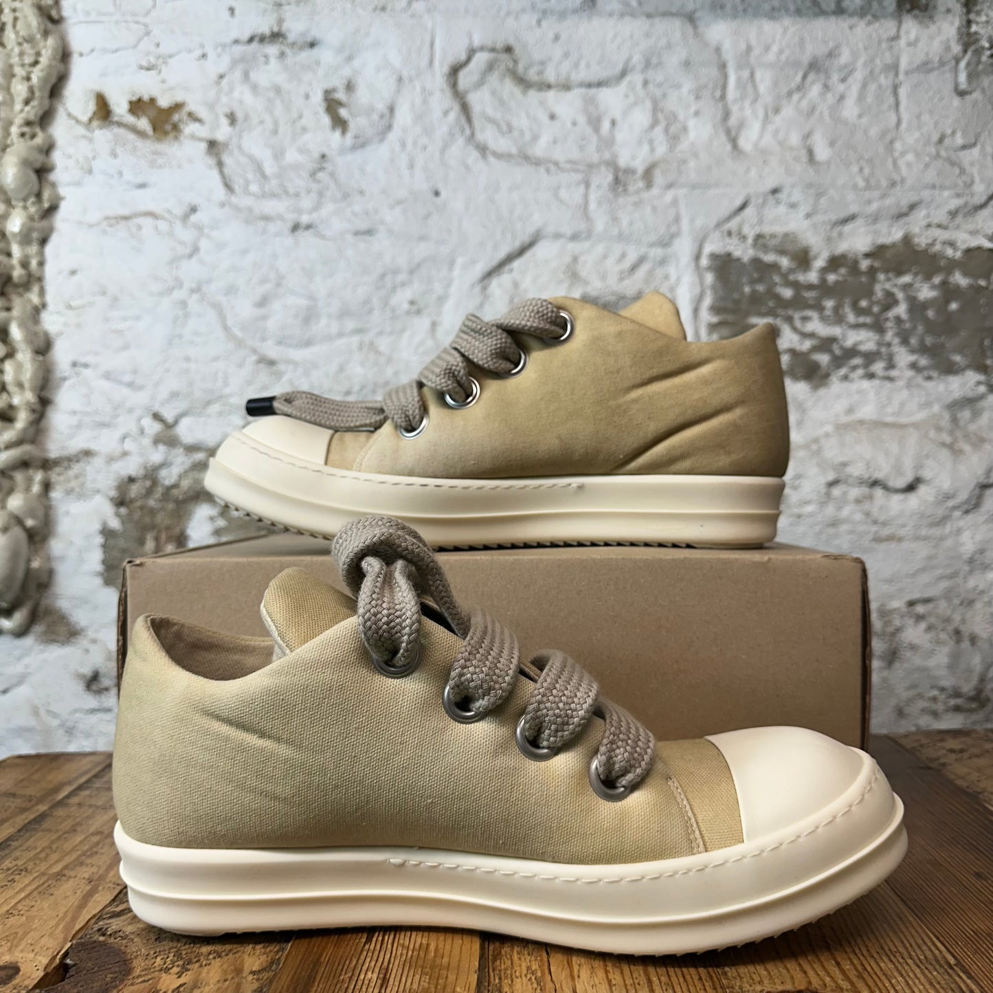 Rick Owens Jumbo Lace Puffer Parchment Milk Sneaker Sz 13 (46)