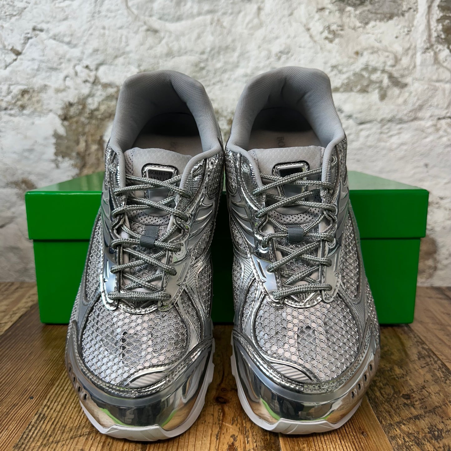 Bottega Veneta Silver Fishnet Orbit Sneaker Sz 10 (43)