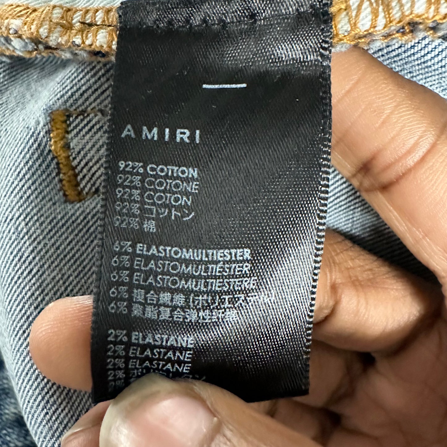Amiri MX1 Tie-Dye Washed Blue Denim Jeans Sz 33