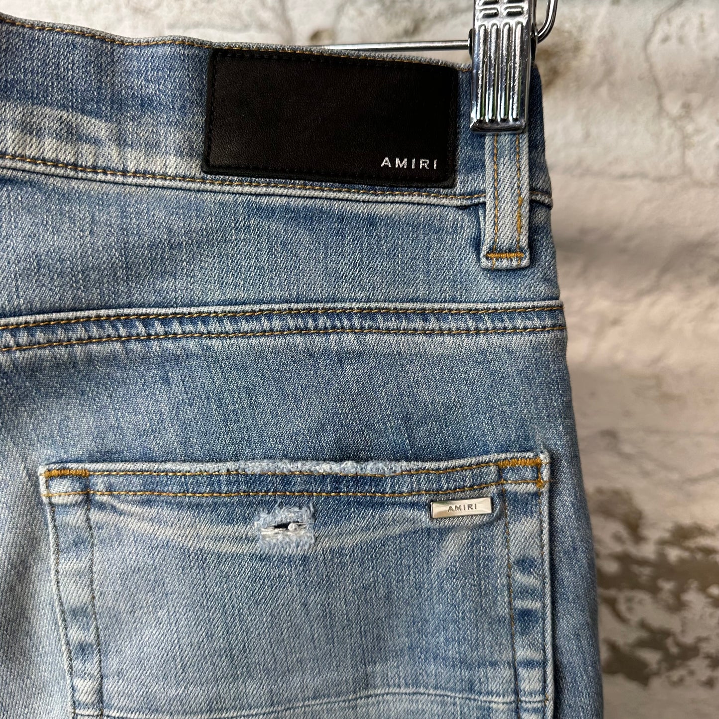 Amiri MX1 Camo Spell Blue Denim Jeans Sz 31