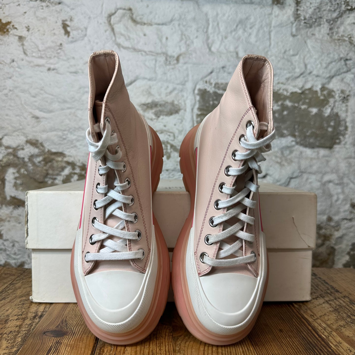 Alexander McQueen Pink White Tread Boot Sz 6 (38.5)