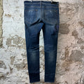 Amiri Purple Old English Spell Dark Blue Denim Jeans Sz 36