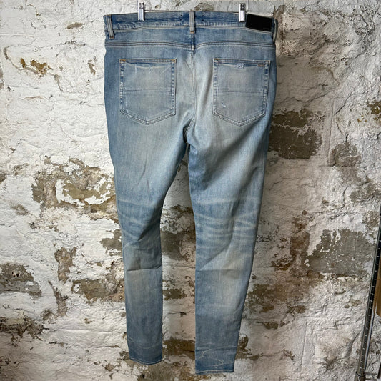 Amiri Cherub Angel Logo Blue Denim Jeans Sz 38