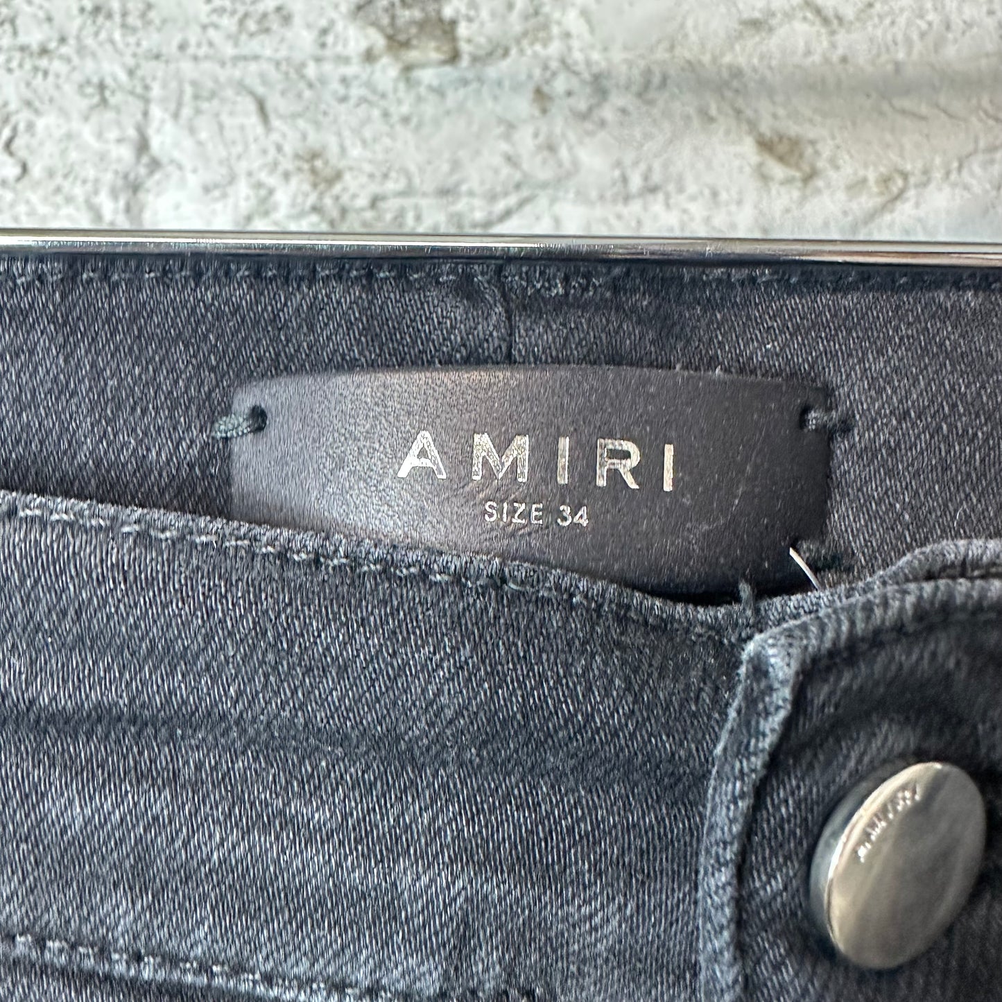 Amiri MX1 Multicolor Patch Black Denim Jeans Sz 34