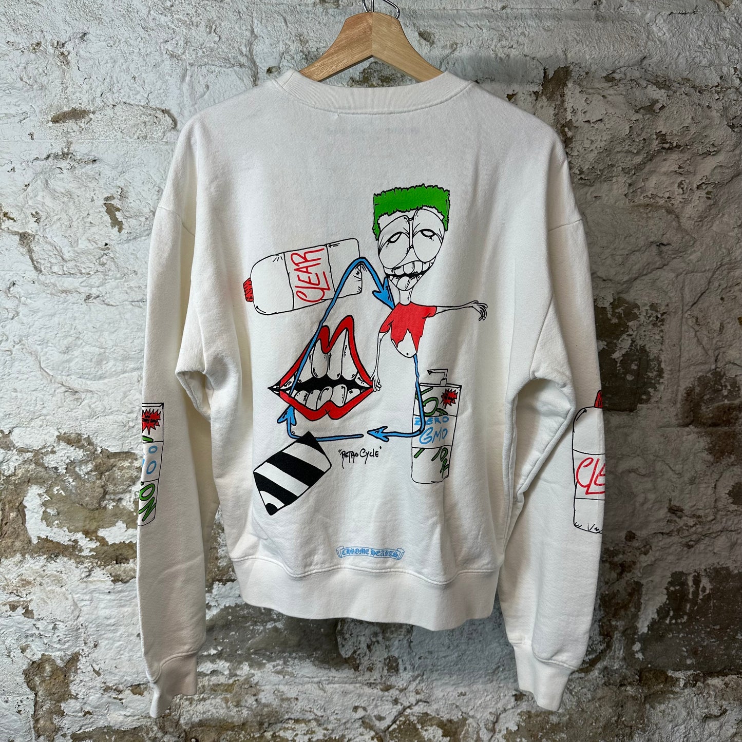 Chrome Hearts Matty Boy Retro Cycle White Crewneck Sz S