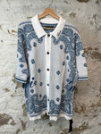 Amiri White Blue Paisley Button Up Polo Sz XXXL