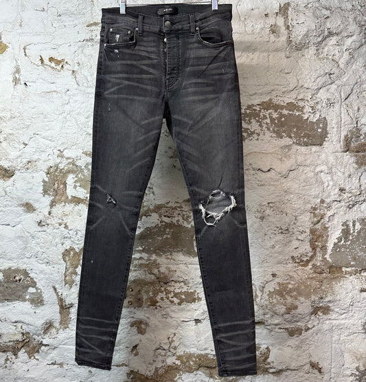 Amiri Knee Hole Plain Gray Denim Jeans Sz 32