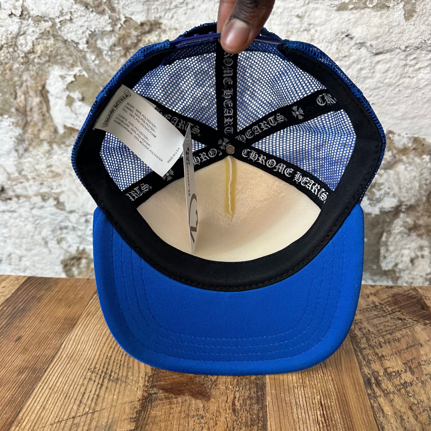 Chrome Hearts Triple Camo Cross Blue White Trucker Hat