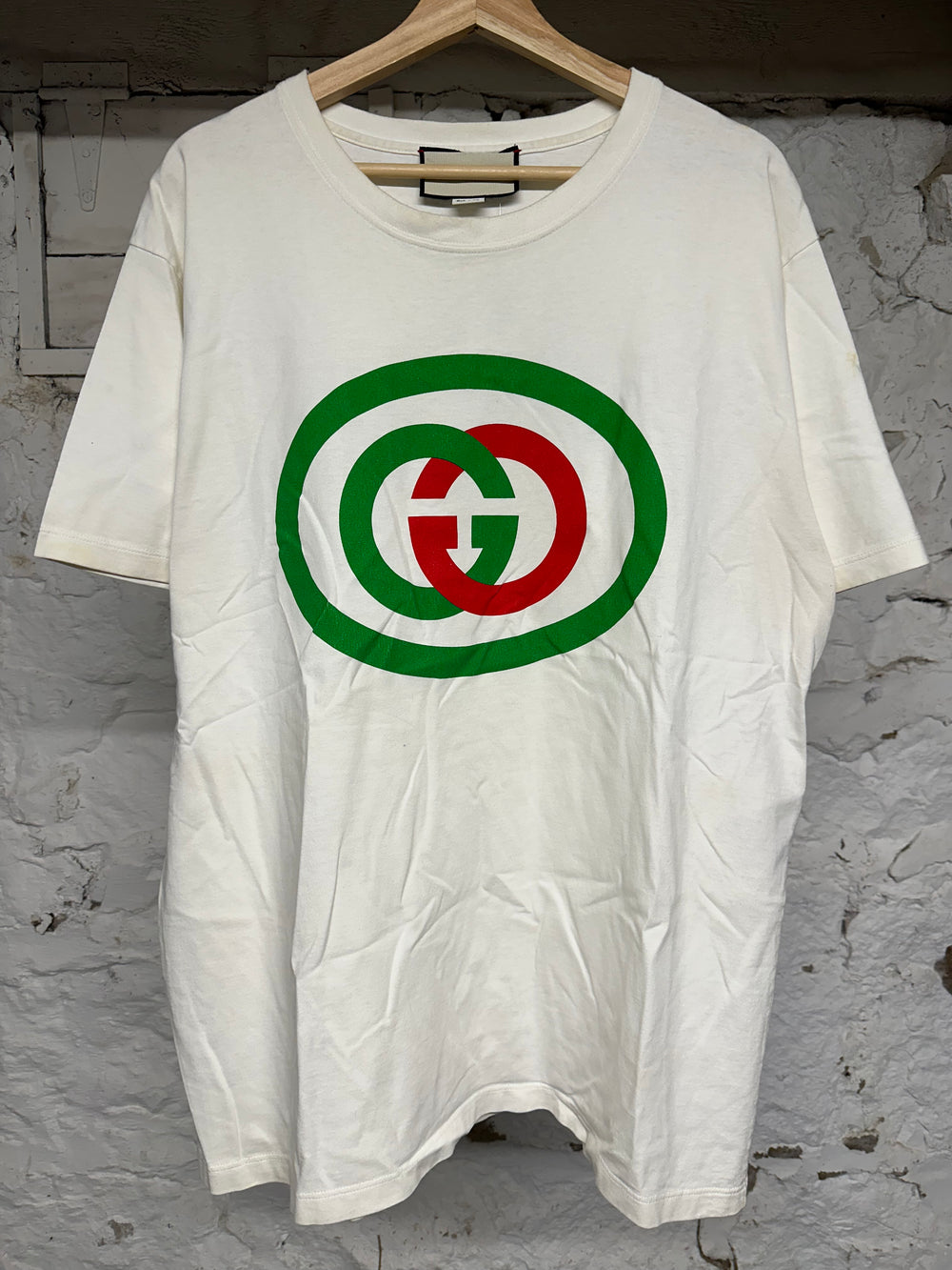 Gucci Big GG Logo White T-Shirt Sz L