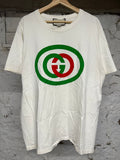 Gucci Big GG Logo White T-Shirt Sz L