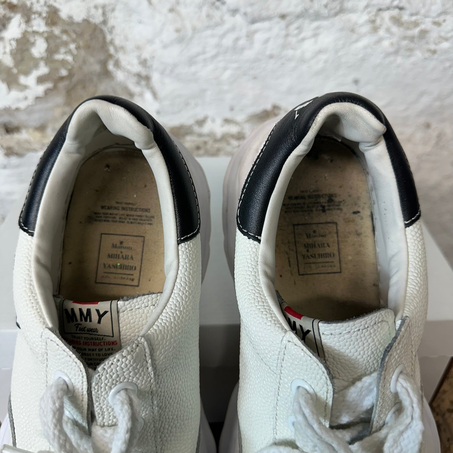 Maison Mihara White Tumbled Leather Sneaker Sz 10 (43)