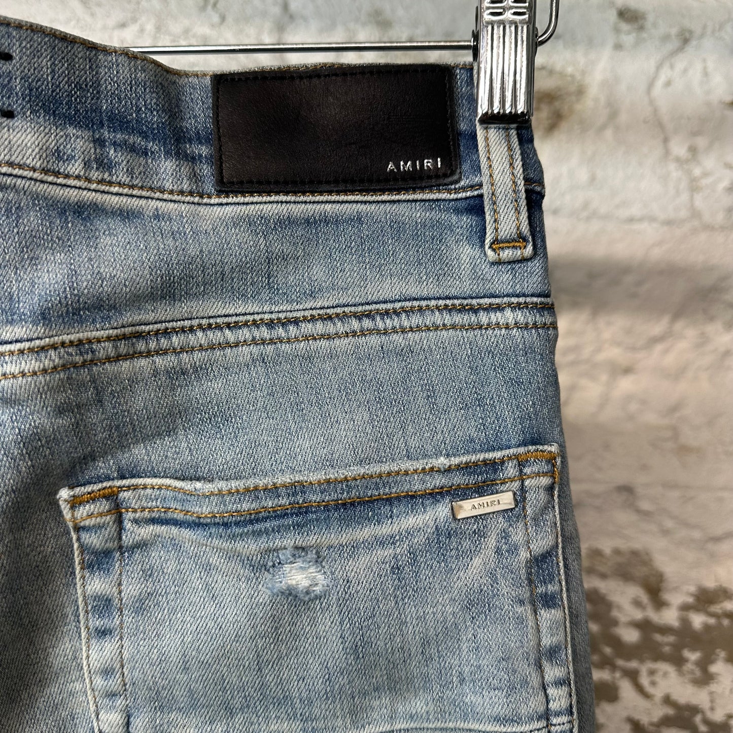 Amiri MX1 Blue Paisley Blue Denim Jeans Sz 29