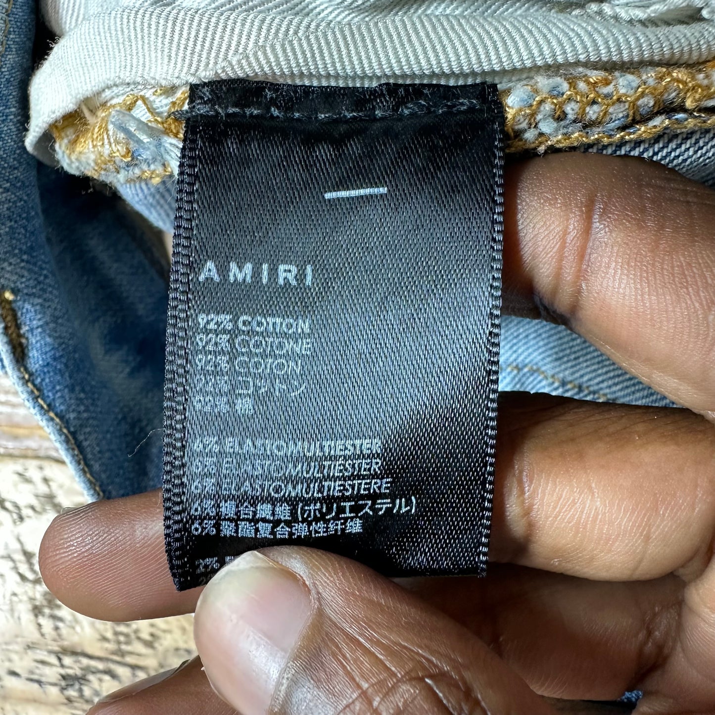 Amiri MX2 Multicolor Flannel Blue Denim Jeans Sz 36