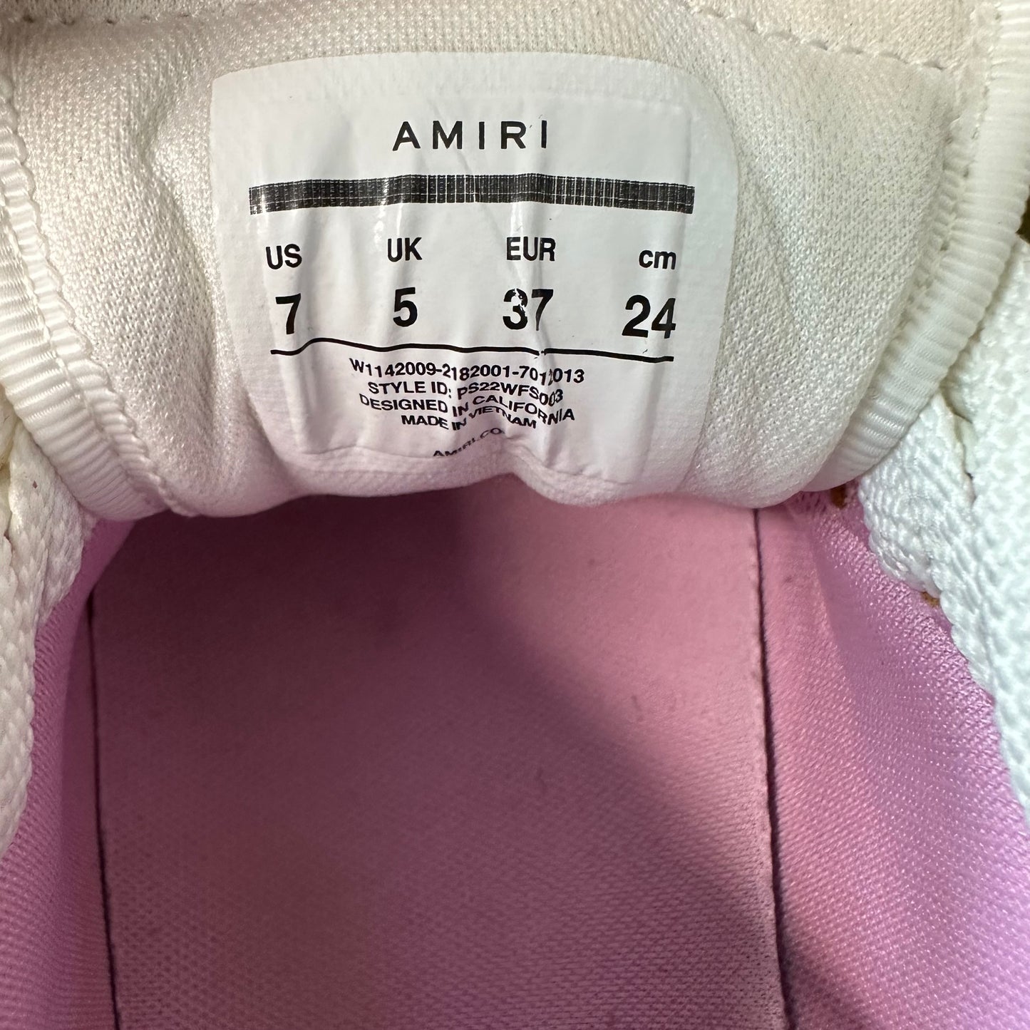 Amiri Pink Skeleton White Cream Sneaker Sz 5 (37)