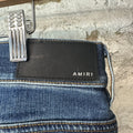 Amiri MX1 Orange Suede Dark Blue Denim Jeans Sz 36