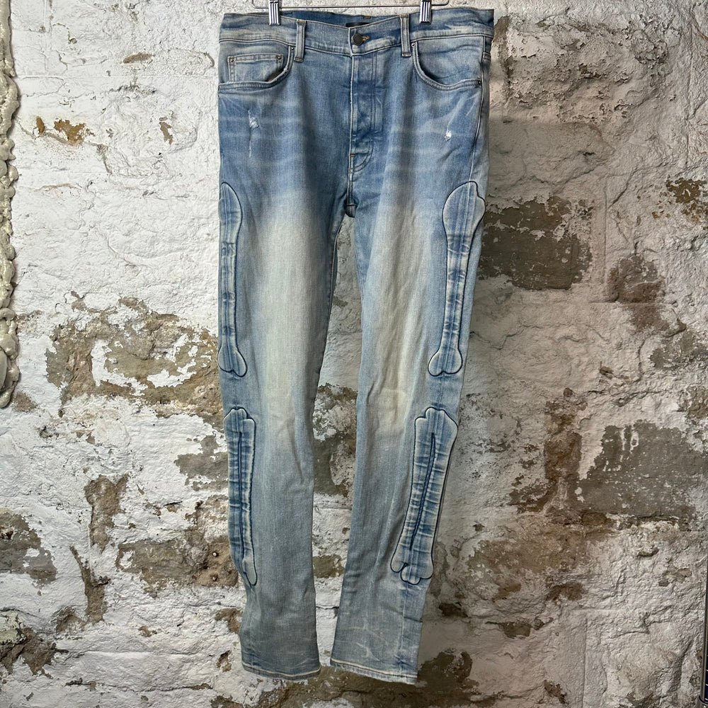 Amiri Bone Legs Blue Denim Jeans Sz 34