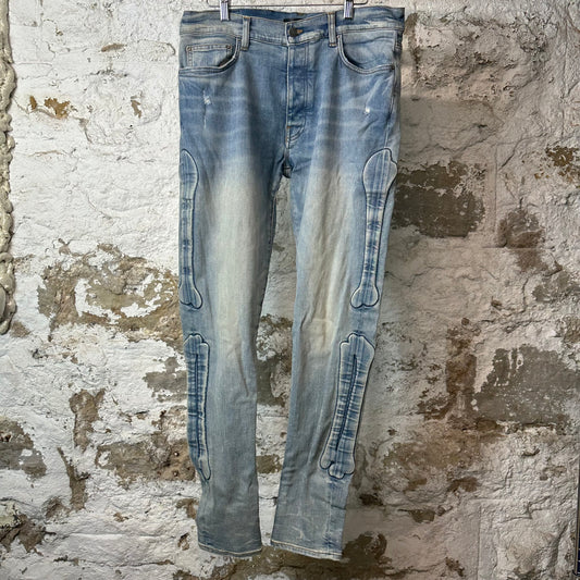 Amiri Bone Legs Blue Denim Jeans Sz 34
