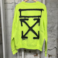 Off-White Lime Green Chest Logo Crewneck Sz XL