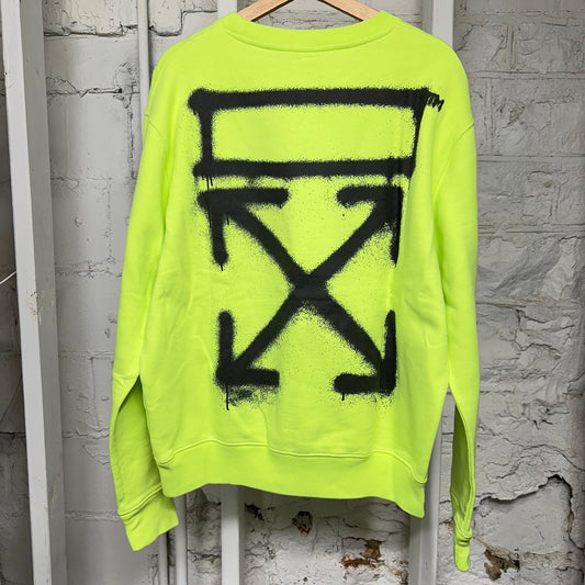Off-White Lime Green Chest Logo Crewneck Sz XL