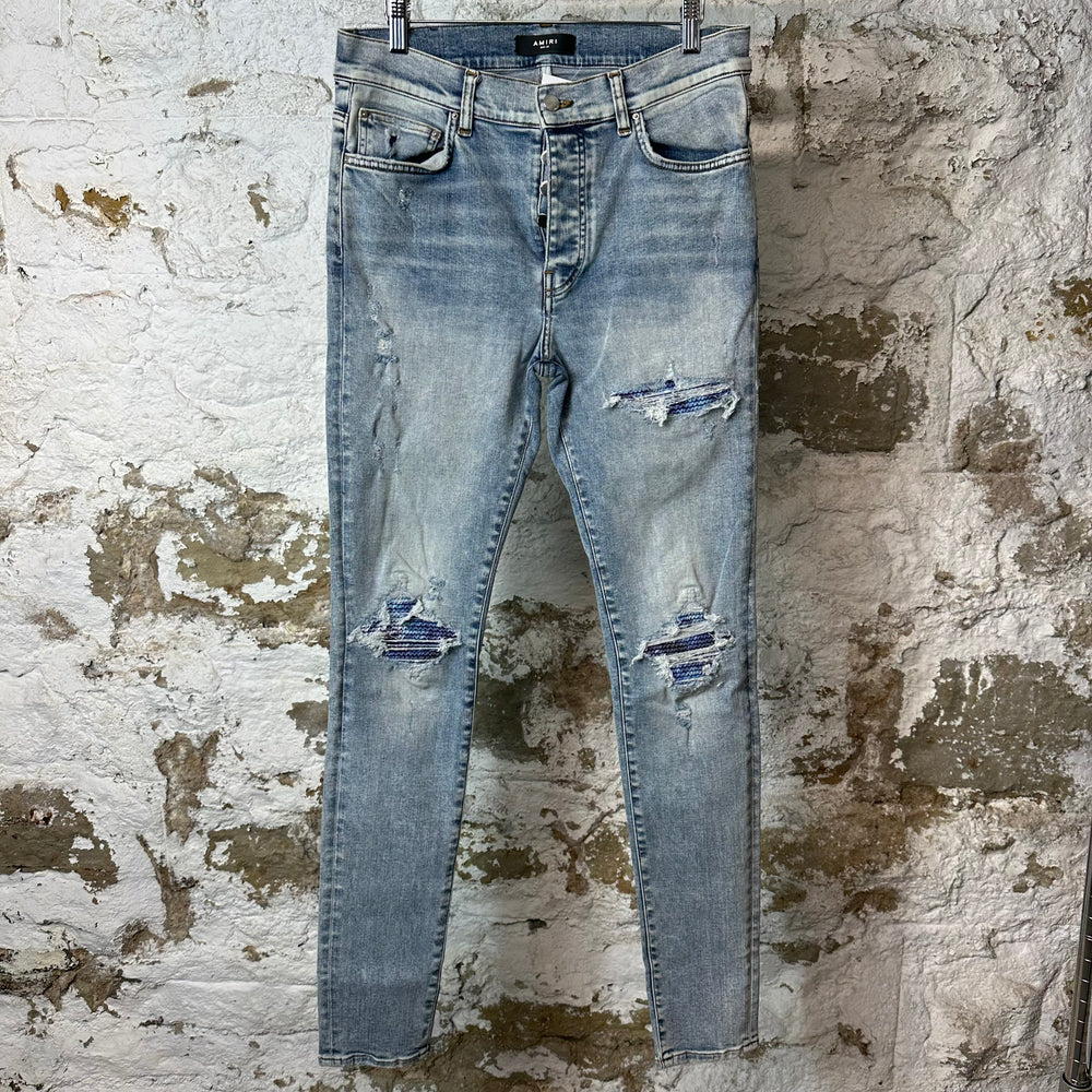 Amiri MX1 Tie-Dye Washed Blue Denim Jeans Sz 33