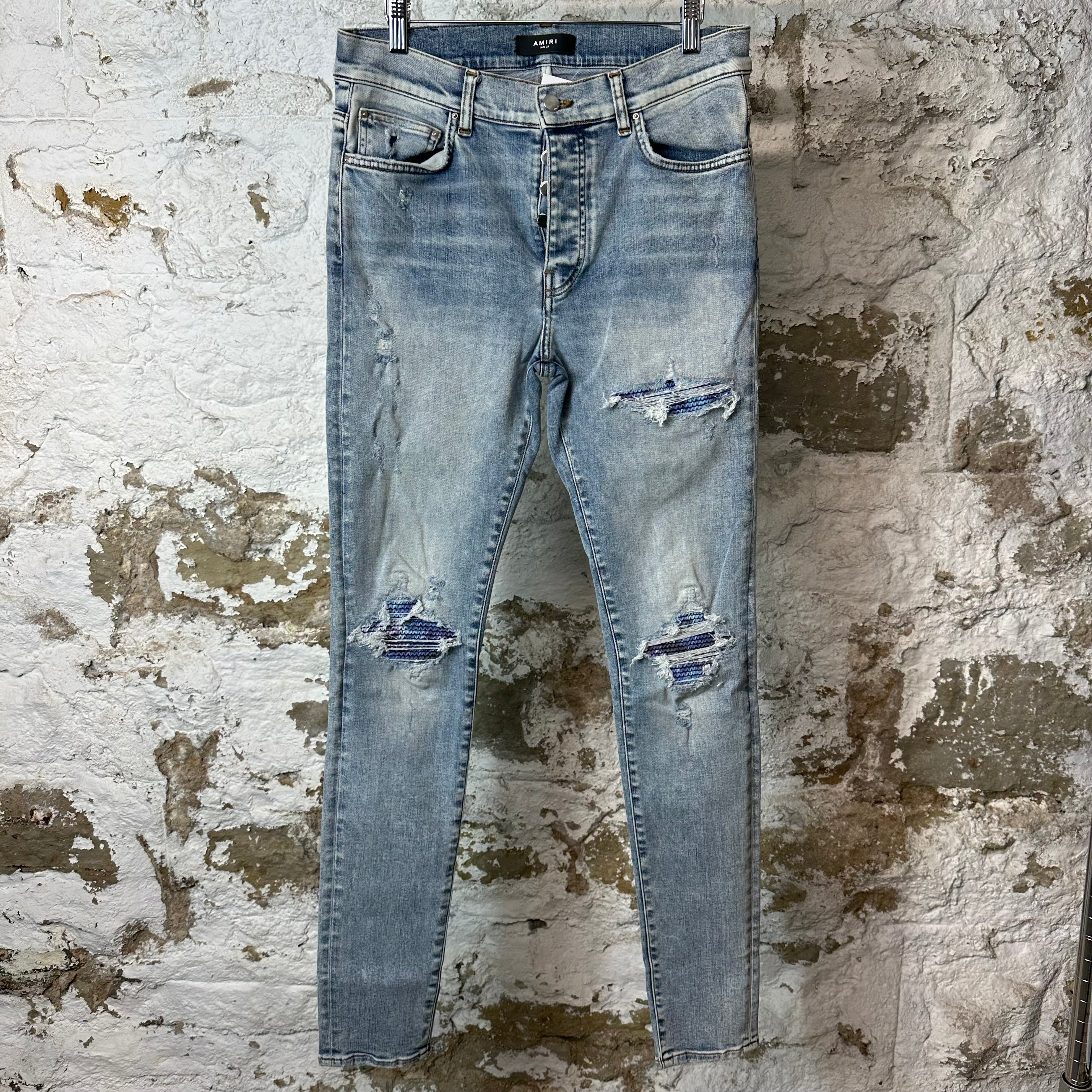 Amiri MX1 Tie-Dye Washed Blue Denim Jeans Sz 33