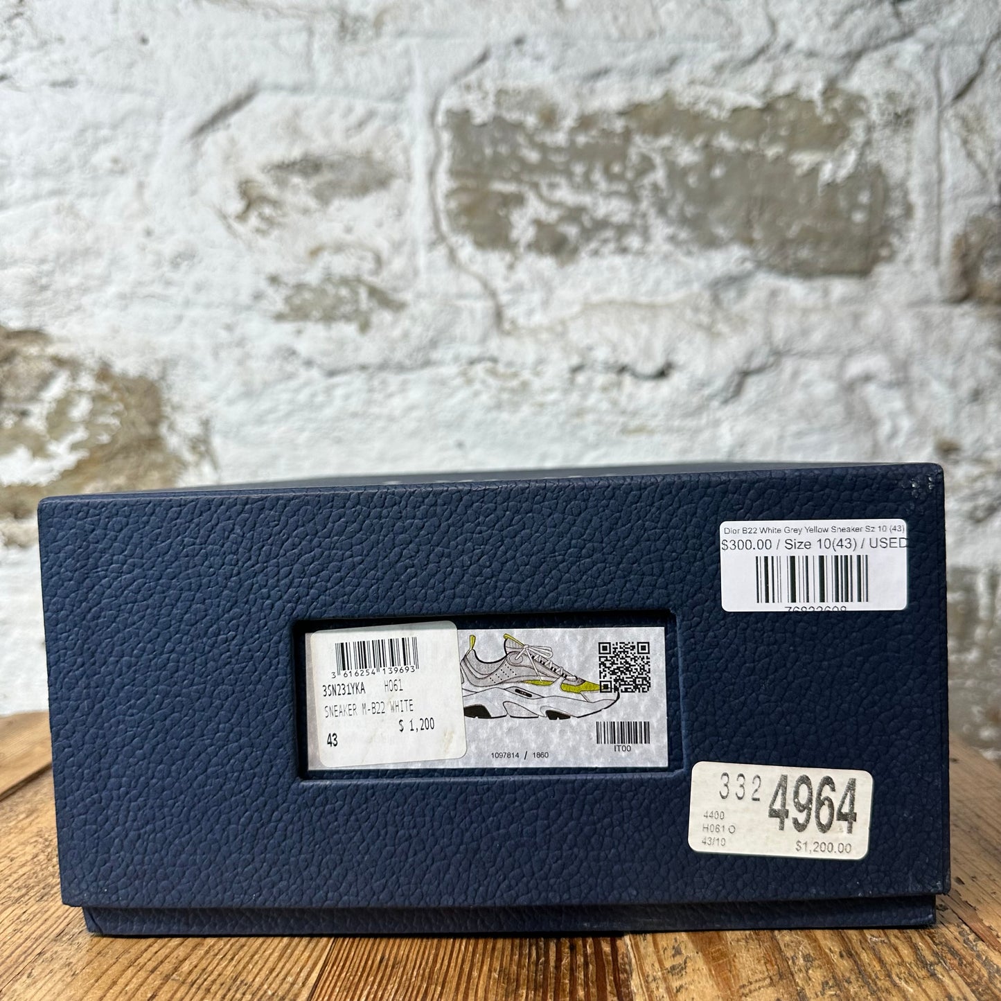 Dior B22 White Grey Yellow Sneaker Sz 10 (43)