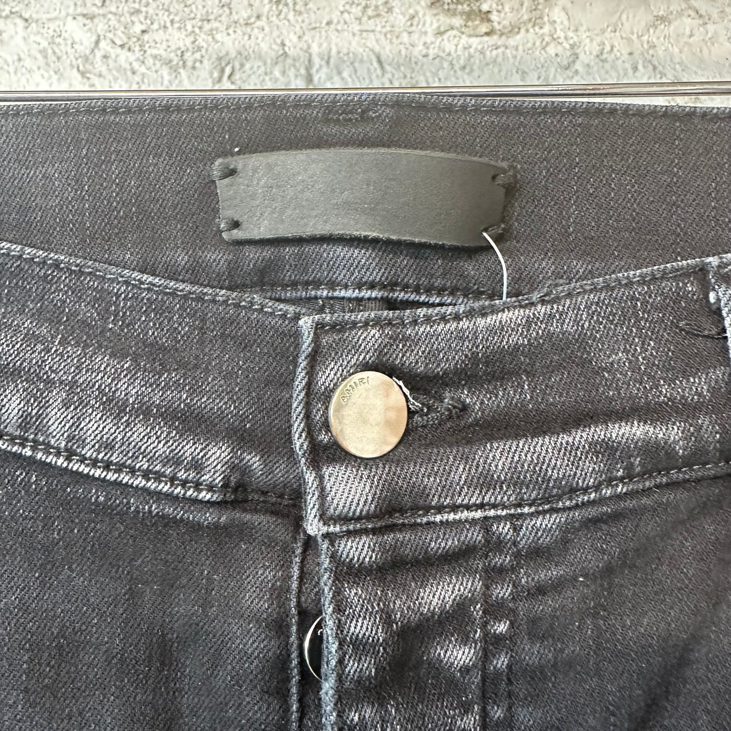 Amiri MX1 Camo Patch Black Denim Jeans Sz 34