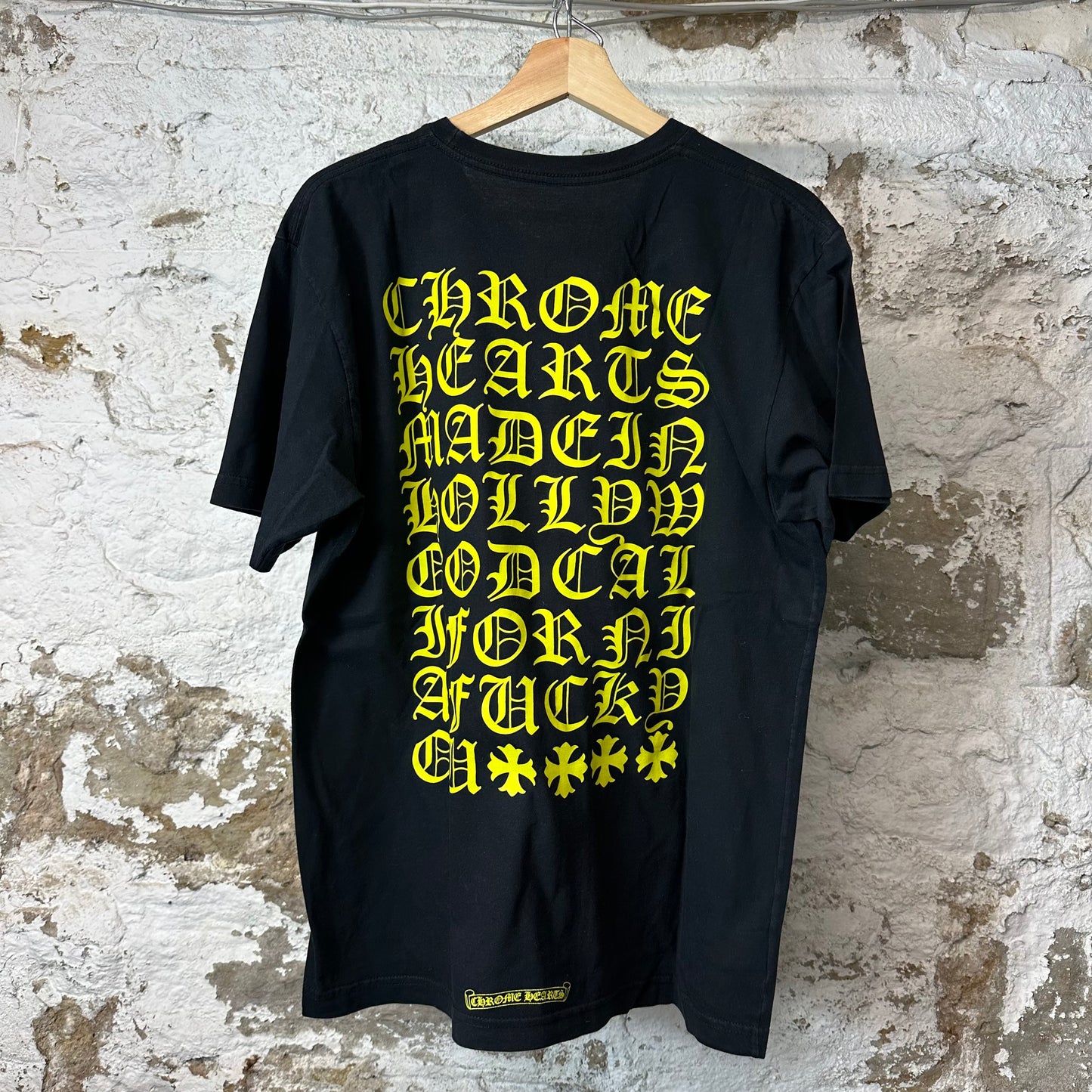 Chrome Hearts Yellow Horseshoe Black T-Shirt Sz L