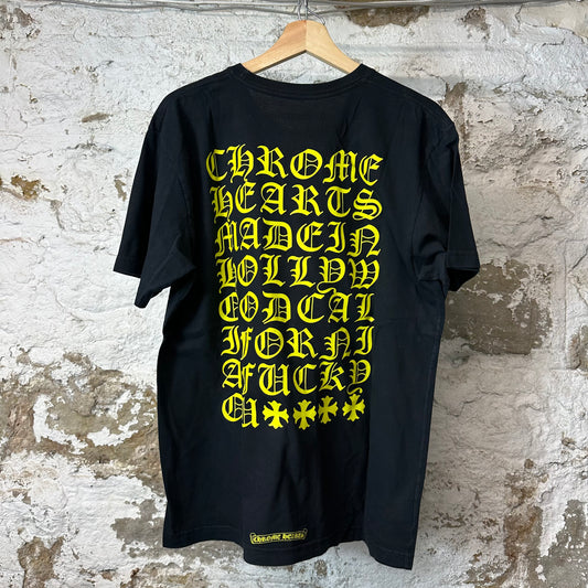 Chrome Hearts Yellow Horseshoe Black T-Shirt Sz L