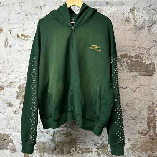 HMDD Green Bean Crystal Zip Up Hoodie Sz L