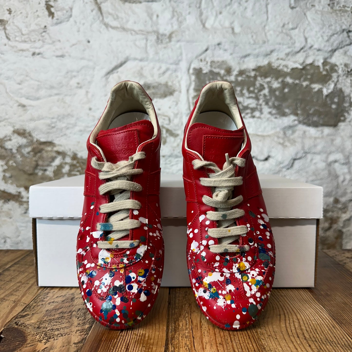 Maison Margiela Replica Paint Splatter Red Leather Sneaker Sz 5.5 (37.5)