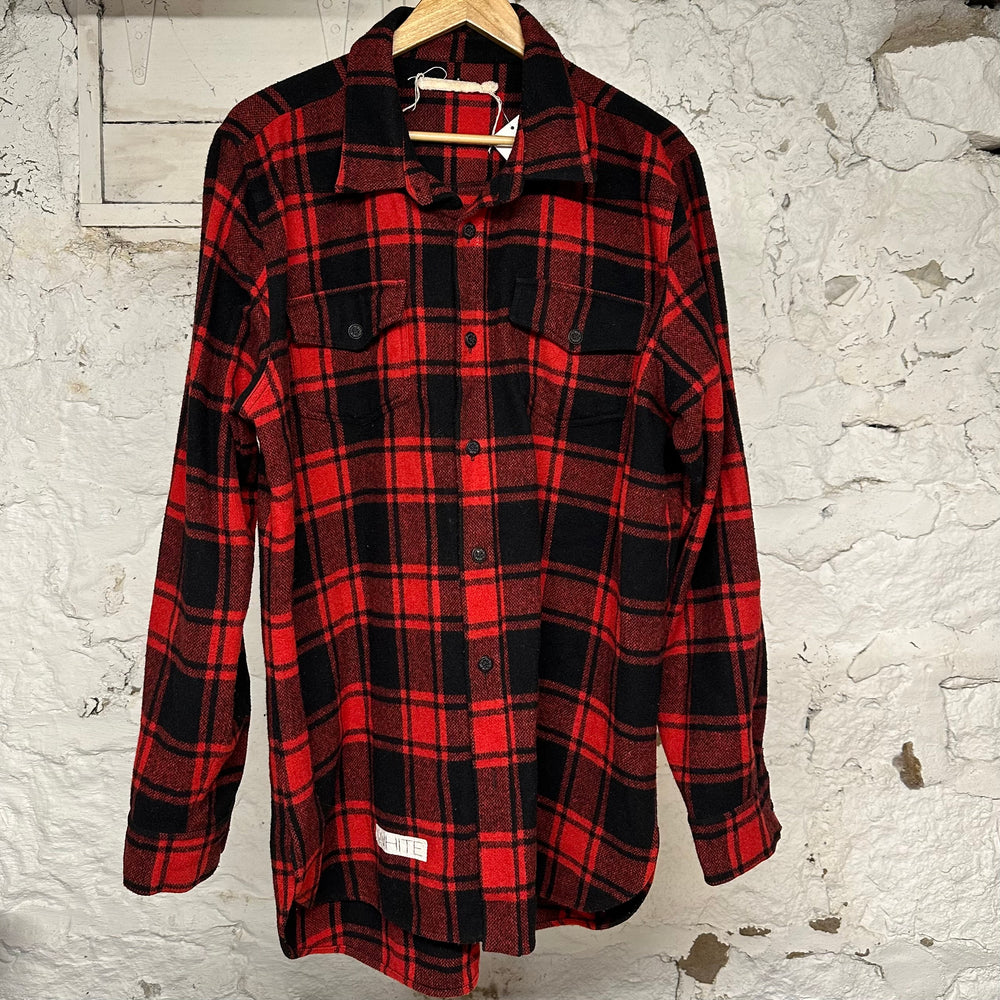 Off White Red Black Flannel Sz M