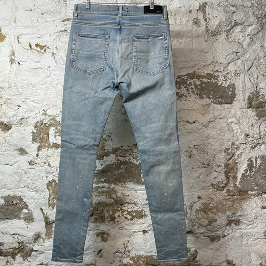 Amiri Paint Drip Spell Blue Denim Jeans Sz 32