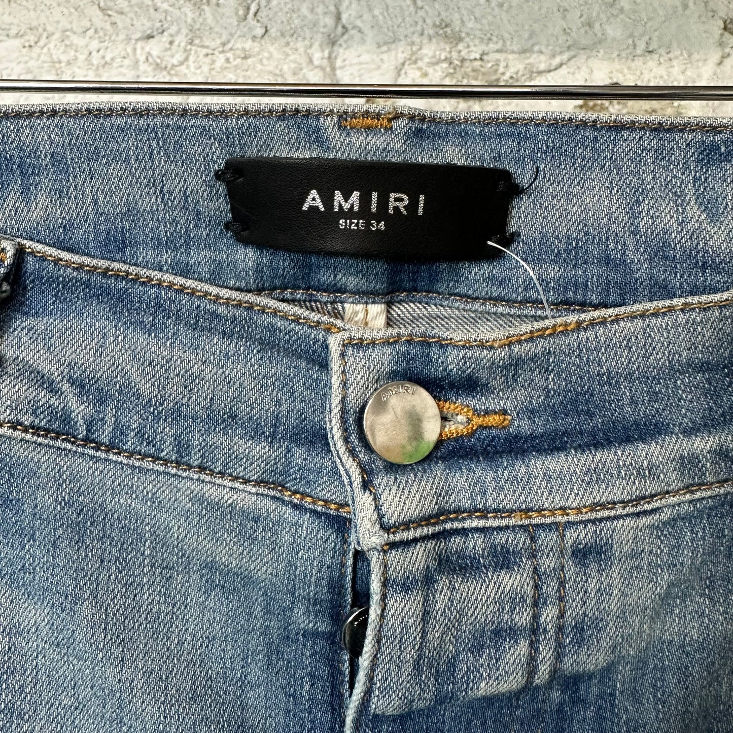 Amiri MX1 Multicolor Flannel Blue Denim Jeans Sz 34