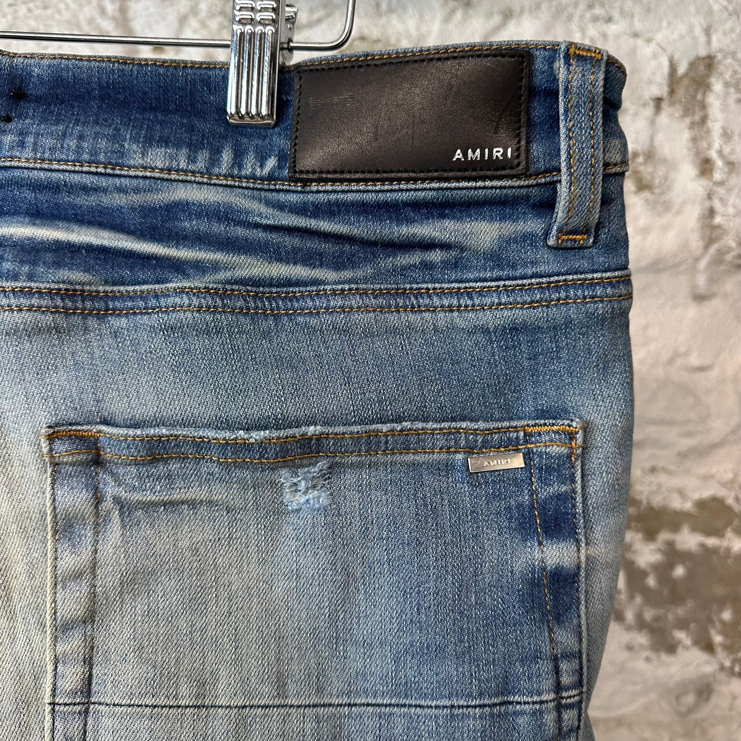 Amiri MX1 Sky Blue Cream Blue Denim Jeans Sz 36
