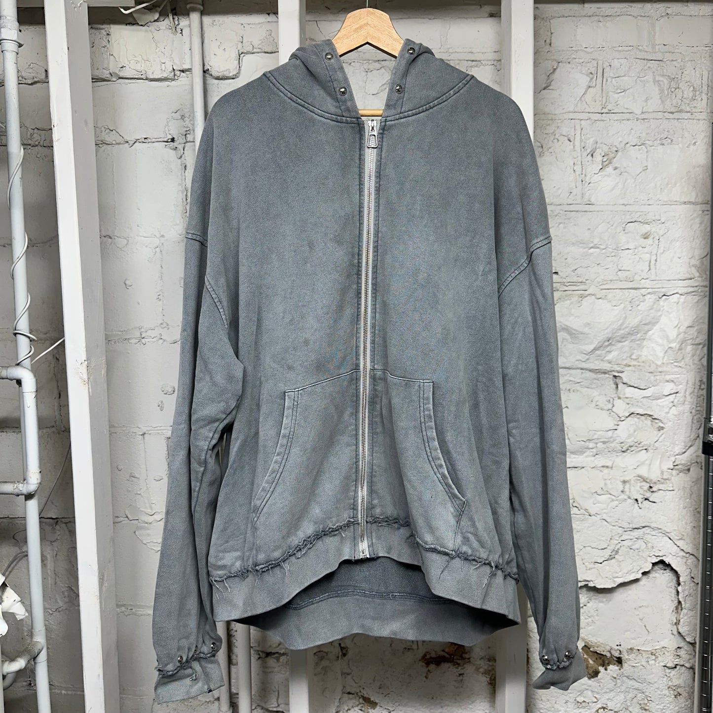 Saint Vanity Back Logo Grey Zip Up Hoodie Sz XXL