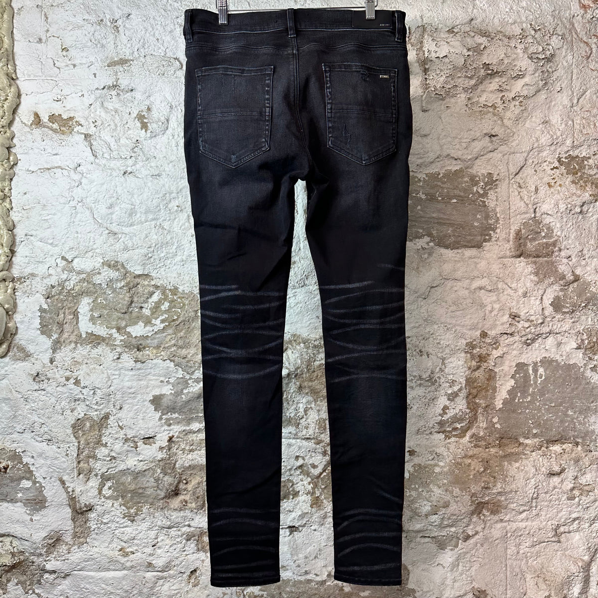 Amiri MX1 Cracked Pink Black Denim Jeans Sz 34