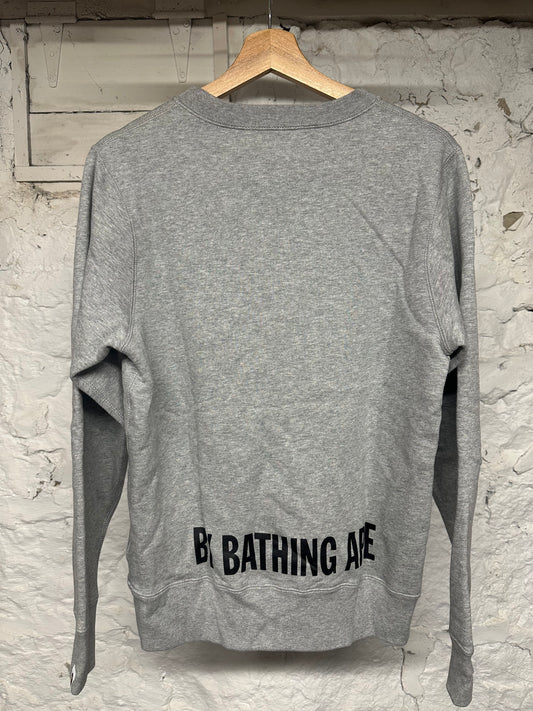 Bape Ape Face Grey Crewneck Sz S DS