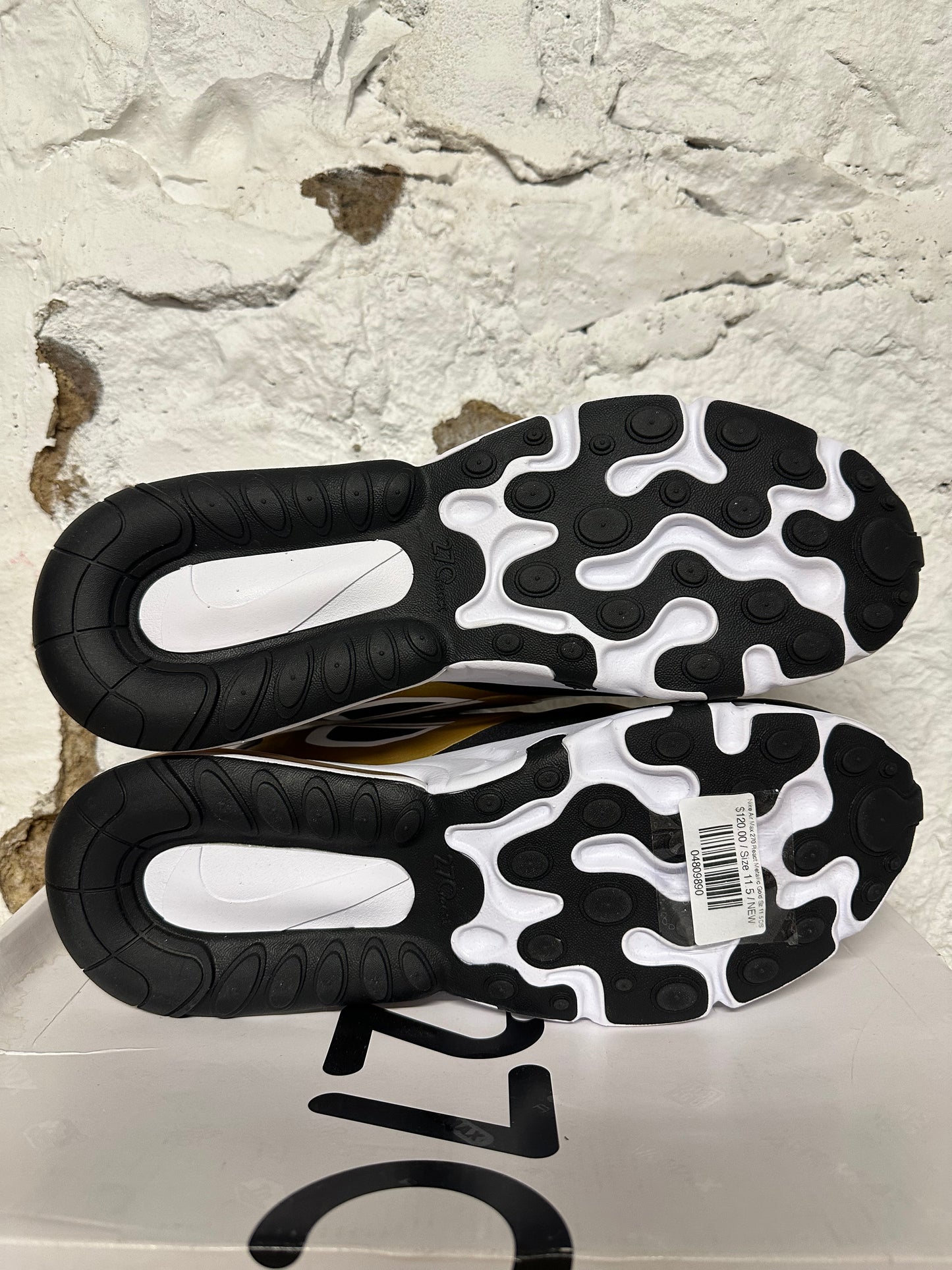 Nike Air Max 270 React Metallic Gold Sz 11.5 DS